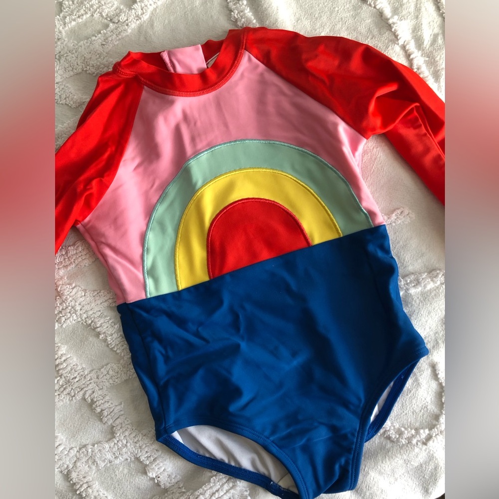 VGUC Sz3 Hanna Andersson long sleeve rainbow swimsuit